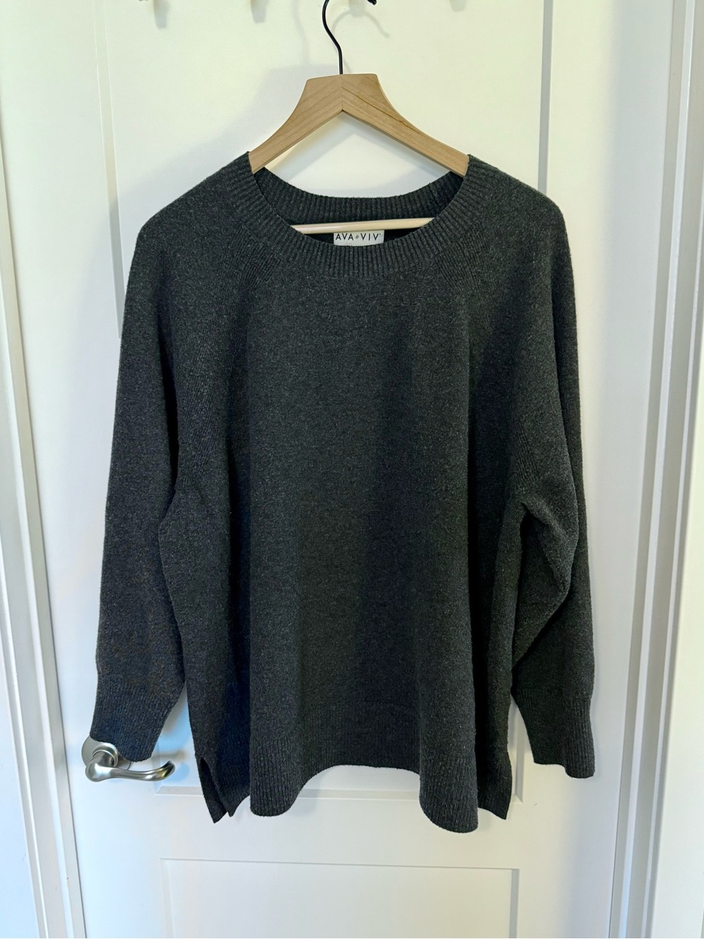 Charcoal Cozy Crewneck Women’s Sweater - Ava & Viv